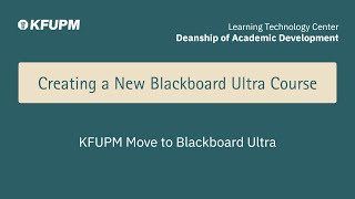 Creating a New Blackboard Ultra Course