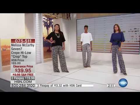 Melissa McCarthy Seven7 Crepe HiLow "Crop" Top  Missy