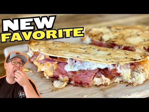 DEFINITELY Make THESE - Reuben Quesadillas - Guilt-Free Corned Beef Reuben on the Griddle!