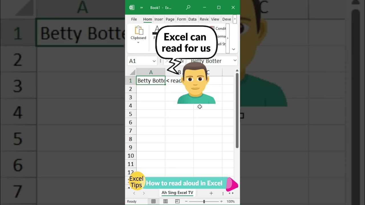 Use Excel command to read text or read aloud (text-to-speech translator)