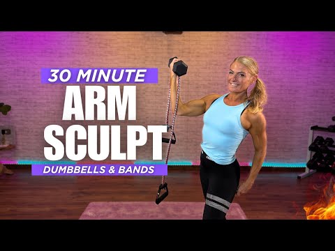 30-Min Upper Body SCULPT Workout | Dumbbells & Resistance Bands for toned Arms