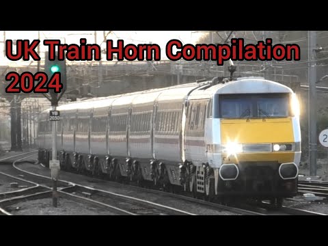 UK Train Horns and Whistles Compilation 2024