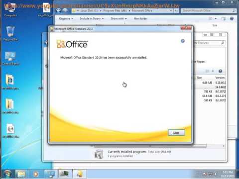 How to Uninstall Microsoft Office Standard 2010 on Windows 7 Video