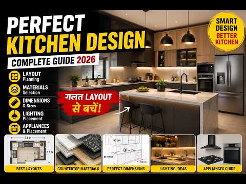 Perfect Kitchen Design Guide 2026 | Layout, Materials, Sizes, Lighting & Appliances