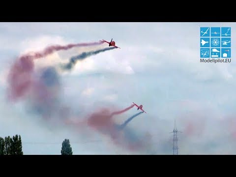 REDS DUO 2X BAE HAWK 1/4 RC TURBINE JET FORMATION FLIGHT STEVE & MATHEW BISHOP GERMAN CHAMPIONSHIP