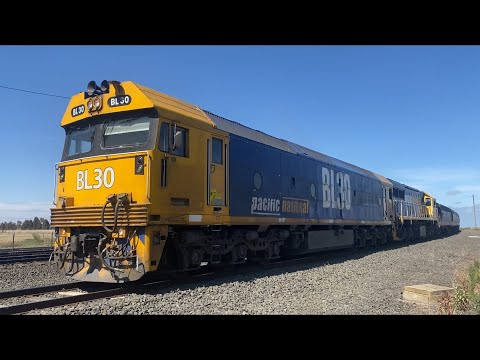 7733V Pacific National grain with BL30 and XR557 departing Gheringhap loop 21/11/2023