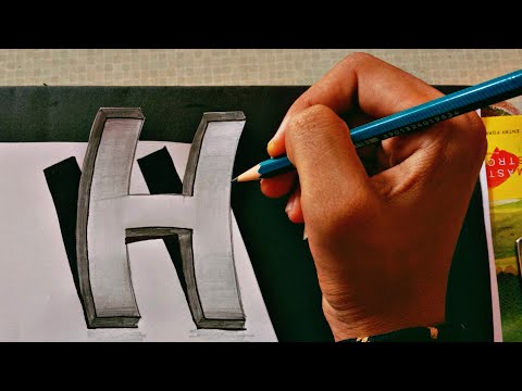 3D letter "H" easy drawing tips -  Very Easy 3D floating Letter "H"- How to Draw 3D letter H -3d art