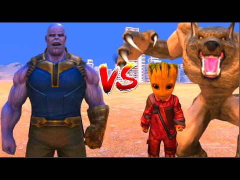 100 Thanos vs 1000 Werewolf and 1000 Baby Groot (Marvel vs Marvel)