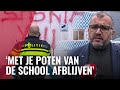 Cornelius Haga Lyceum van voor tot achter beklad met leuzen