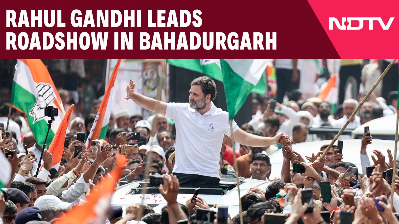 Rahul Gandhi Leads Roadshow In Bahadurgarh Ahead Of Elections