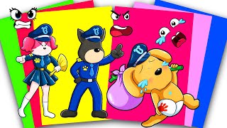 [PaperDIY] LITTLE LABRADOR Gets Beaten and Kicked Out of House! Broken Family! | Sticker Book DIY