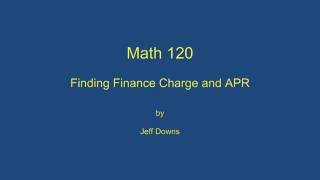 Finding Finance Charge and APR