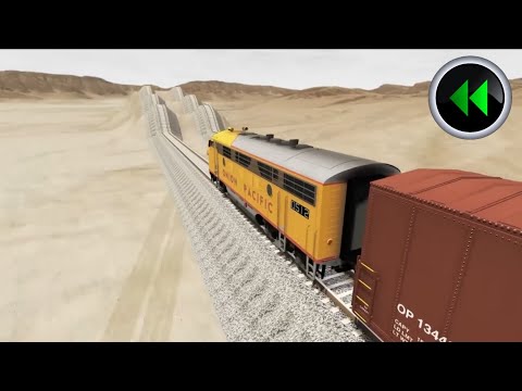 Reverse Trains Crossing vs Impossible Growing Speed Bump Rail Tracks - BeamNG Drive - reverse beamng