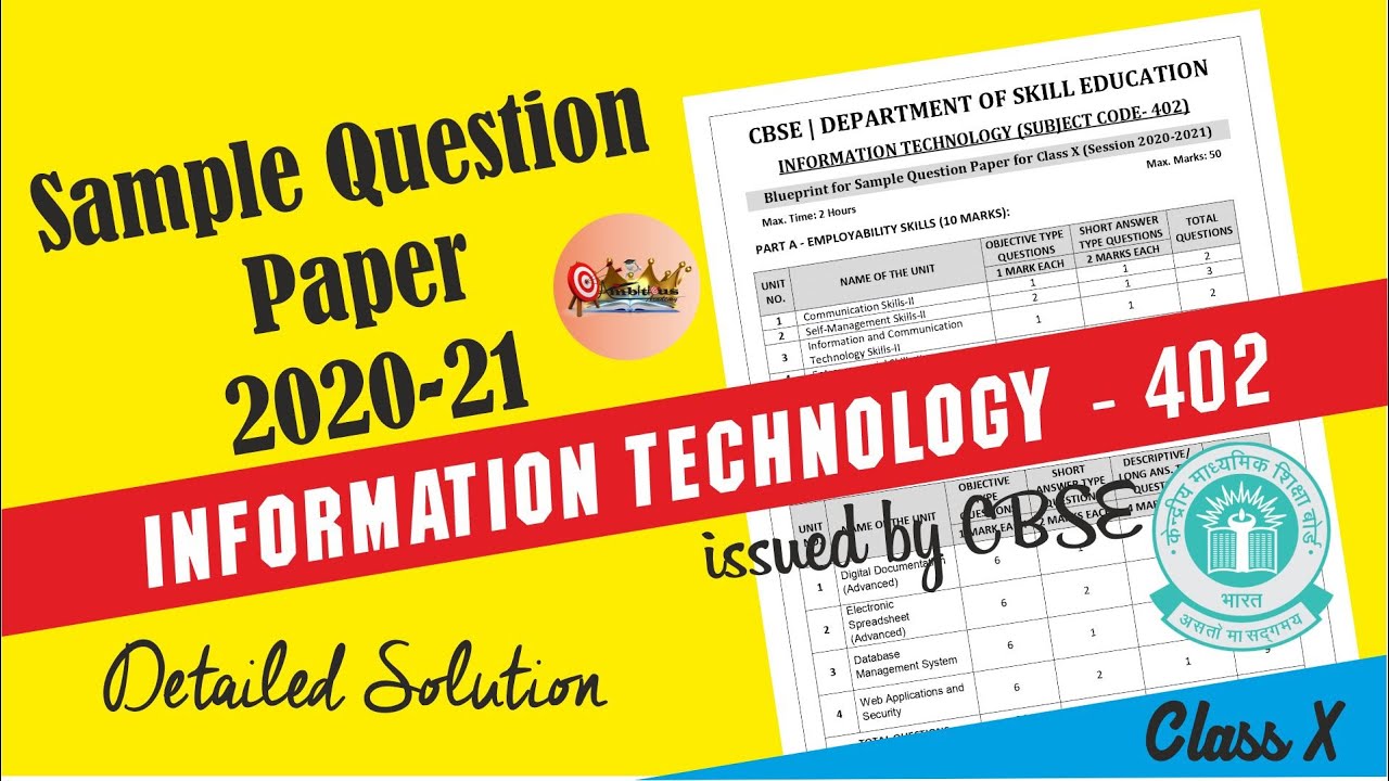 Watch video Class 10 Sample Paper 2020-21 Information Technology | Detailed solution & Discussion | CBSE IT-402 Now Class 10 Sample Paper 2020-21 Information Technology | Detailed solution & Discussion | CBSE IT-402