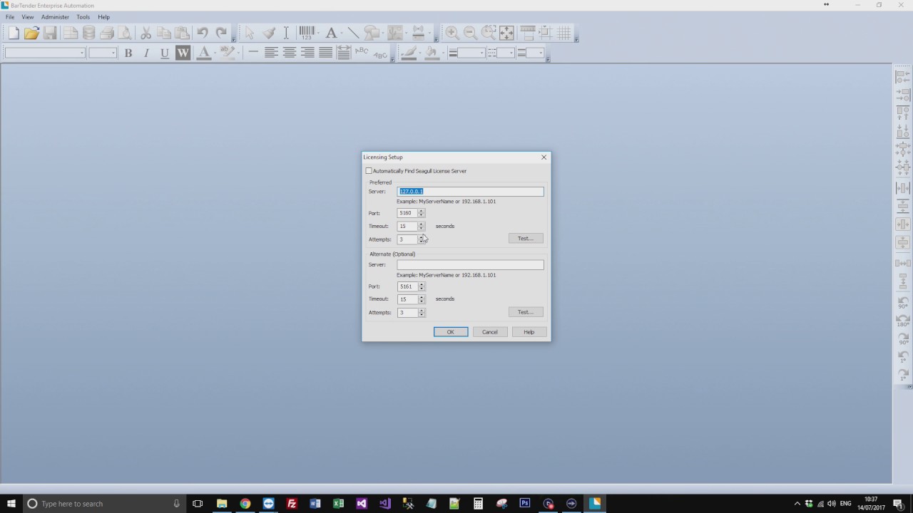 Bartender - Setting up the license server