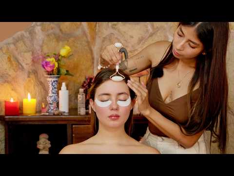 Alejandra's skin care treatment & ASMR massage with soft whispering sounds to sleep & relax
