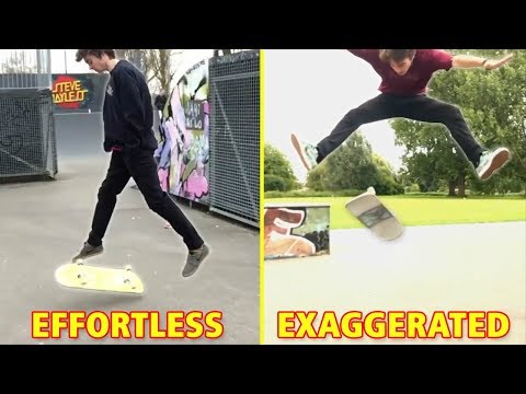 Exaggerated vs Effortless Skateboard Tricks Video