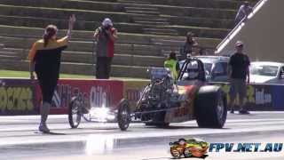 MR FILTER BLOWN V8 DRAGSTER WINS TOP OUTLAW 7.14 @ 182 MPH SYDNEY DRAGWAY 13.4.2013