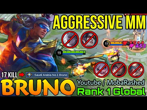 Aggressive MM Bruno No.1 SUPREME! - Top 1 Global Bruno by Youtube / MobaRashed - Mobile Legends