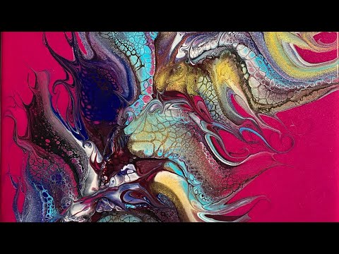 #130 ACRYLIC POURING/ MAGNIFICENT MAGENTA SWIPE W/ BLACK CELL MIXTURE/FLUID ART/SWIPE TECHNIQUE