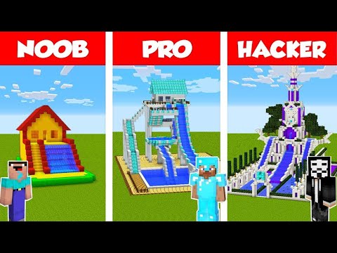 Minecraft NOOB vs PRO vs HACKER: WATER SLIDE HOUSE 