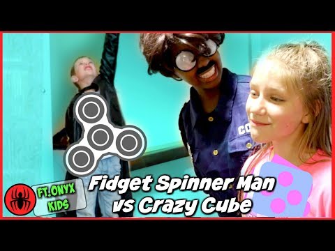 Fidget Spinner Man vs Crazy Cube Freak Out! Ft. Shiloh and Shasha Onyx Kids - SuperHeroKids