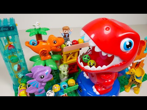 Satisfying Marble Run ASMR ☆ Building Blocks Red big dinosaur course