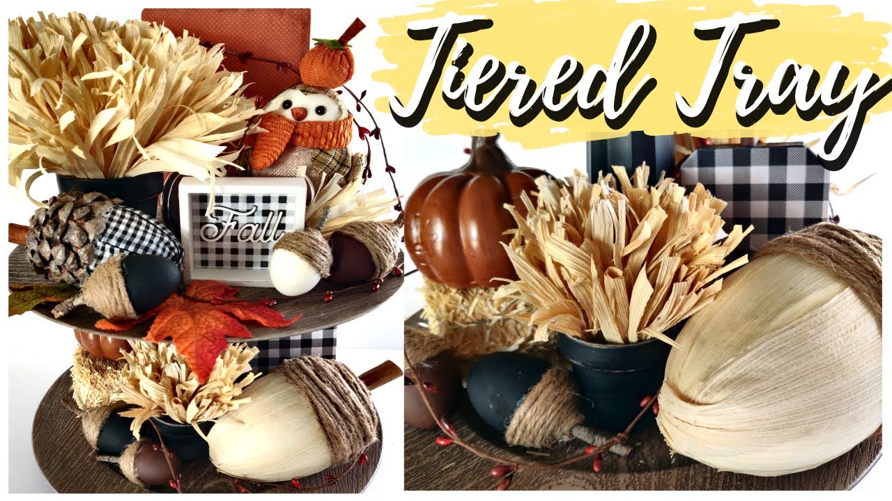 7 TIERED TRAY DECOR DIYs | HOW TO MAKE & DECORATE A $3 DOLLAR TREE TIERED TRAY FOR FALL 2020