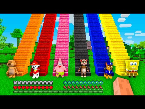 What is the HIGHEST STAIRCASE PAW PATROL SPONGEBOB PATRICK TALKING TOM TALKING BEN in Minecraft
