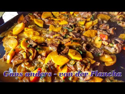 #304: Gans anders (Gänsebrust mit Äpfeln und Zwiebeln von der Plancha)