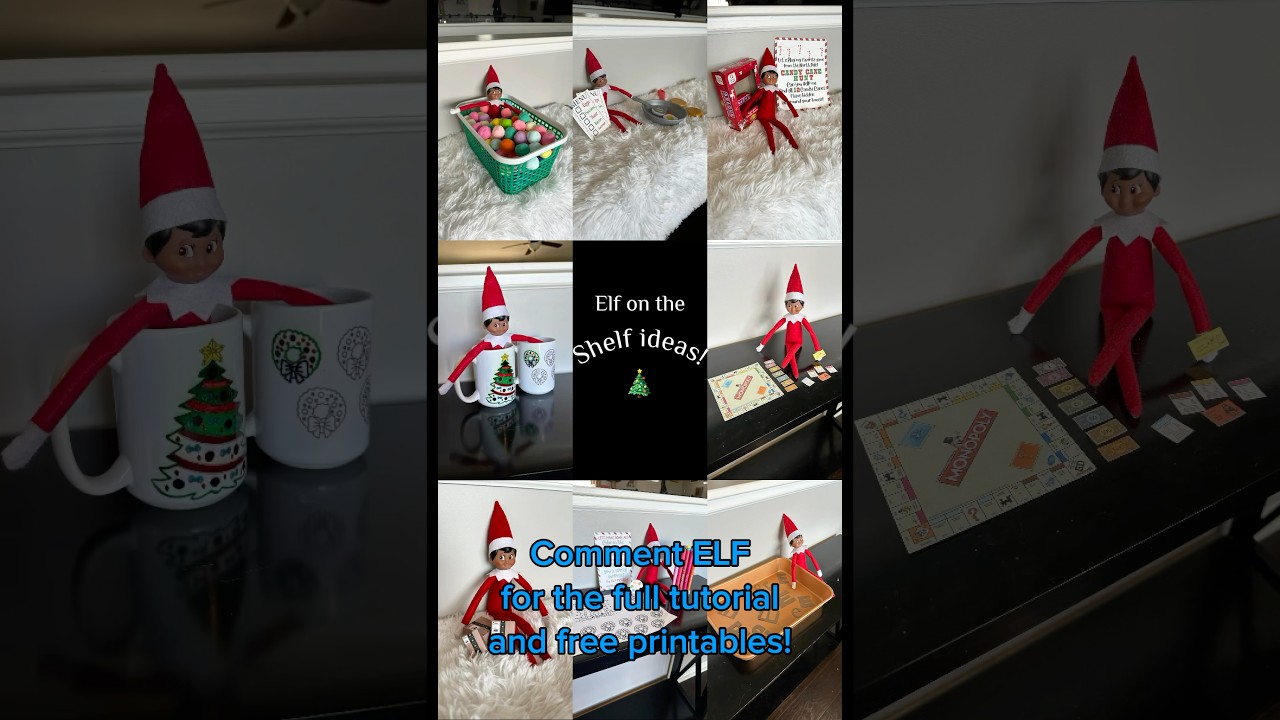 Easy elf on the shelf ideas and free printables! #elfontheshelfideas #elfontheshelfchallenge