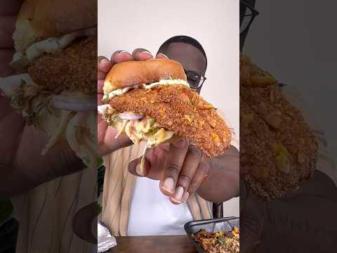 🤔 DORITOS COATED FISH SANDWICH 🤔 #foodreview #food #cleveland #shorts