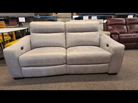 Furniture Village Cressida Silver Grey Plush Suede Fabric 3 Seater Power Recliner Sofa