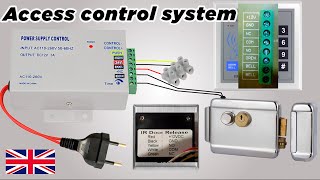 Access control system with door lock, card reader and security exit button 🏘️