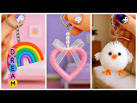 10 DIY - SUPER CUTE KEYCHAIN IDEAS 🌈💜 #keychain #diy