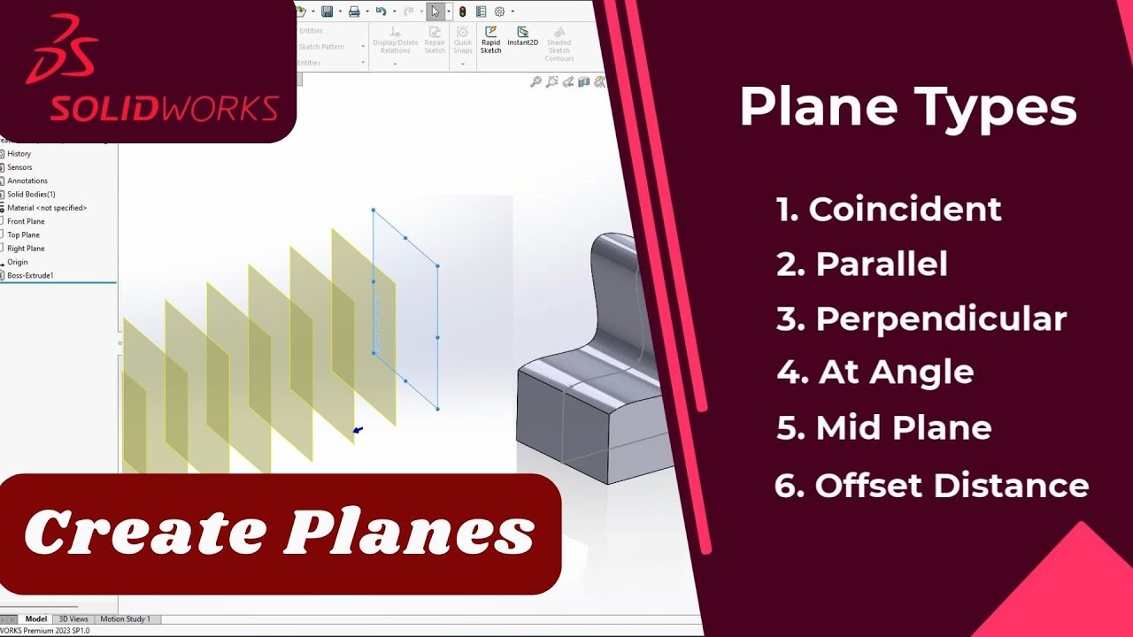SolidWorks Tutorials How to create Planes || Types of Planes