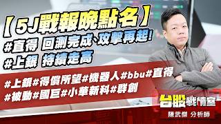 【5J戰報晚點名】#直得 回測完成、攻擊再起!#上銀 持續走高#上銀#得償所望#機器人#bbu#直得#被動#國巨#小華新科#群創｜小武哥投資事務所｜陳武傑