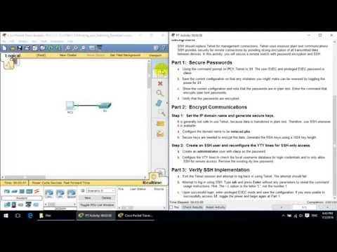 CCNA 2 2.2.1.4 Packet Tracer Configuring SSH