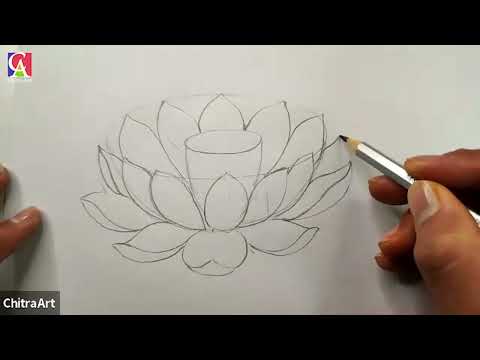 Lotus Drawing Class Tutorial, How To Draw Lotus Flower Step By Step