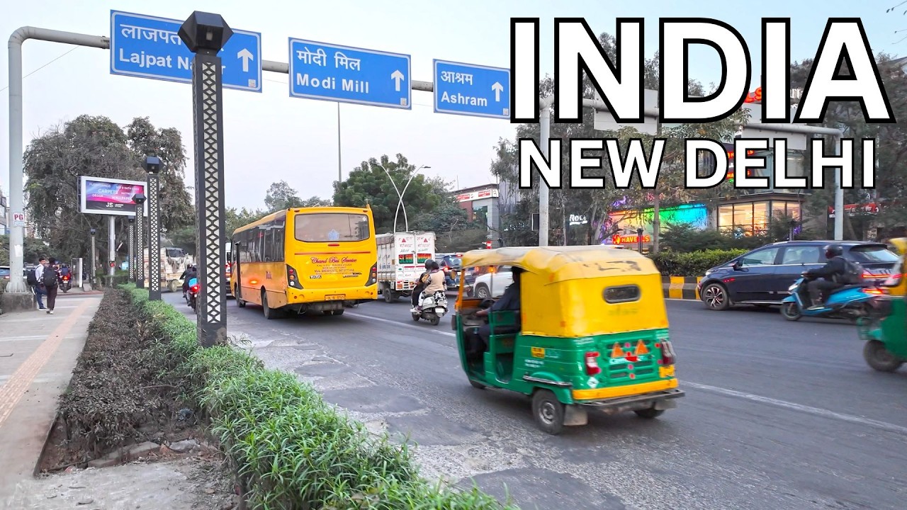 Immersive street-level walking tour through Delhi (Daily Life), India, showcasing authentic urban landscapes, local architecture, and the vibrant atmosphere of the city's neighborhoods