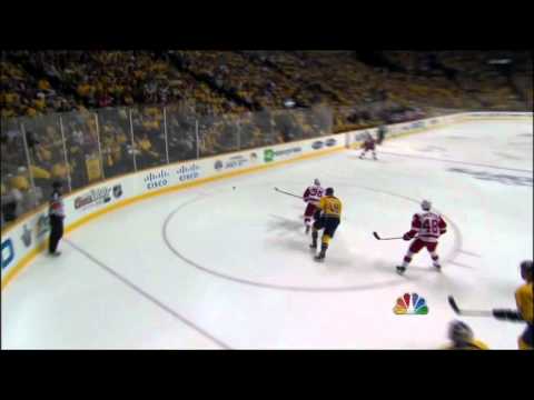 Ian White goal. Detroit Red Wings vs Nashville Predators 4/13/12 NHL Hockey