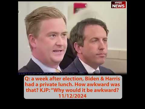 Q: after election Biden & Harris had private lunch, How awkward? KJP: did you see them together?