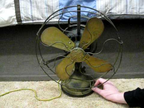 Antique ge 12 inch brass oscillating table fan