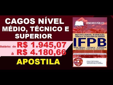 Apostila Concurso IFPB PB 2019 Cargos de Nível Médio,Técnico e Superior