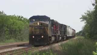 preview picture of video 'A slight chance of Trains in Caledonia, WI 6/25/13'