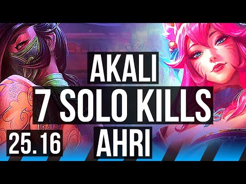 AKALI vs AHRI (MID) | 7 solo kills, 12/2/1, Dominating | KR Master | 25.16