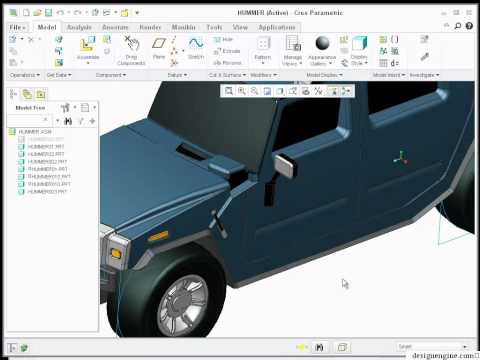 Learn Creo 1.0 - Hummer Assembly for U.S. Army rendering in Maya