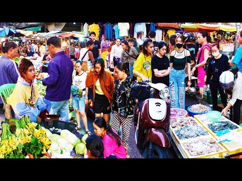 Food Rural TV, Cambodian Food Market, Plenty Fresh vegetables, eggs, fish, Pork,chicken Local Market