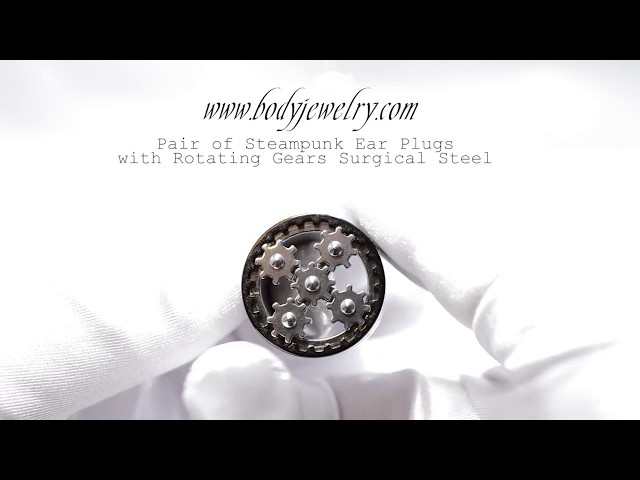 Vídeo relacionado con 14ga Steampunk Gears with Black Opal Industrial Cartilage Barbell 316L Surgical Steel by BodyJewelryOnline