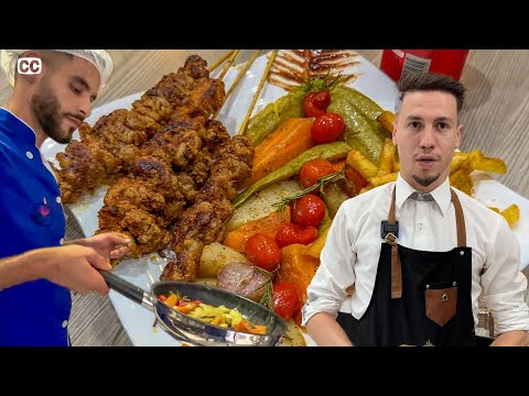An elegant young man uses the English language to present the dishes being prepared